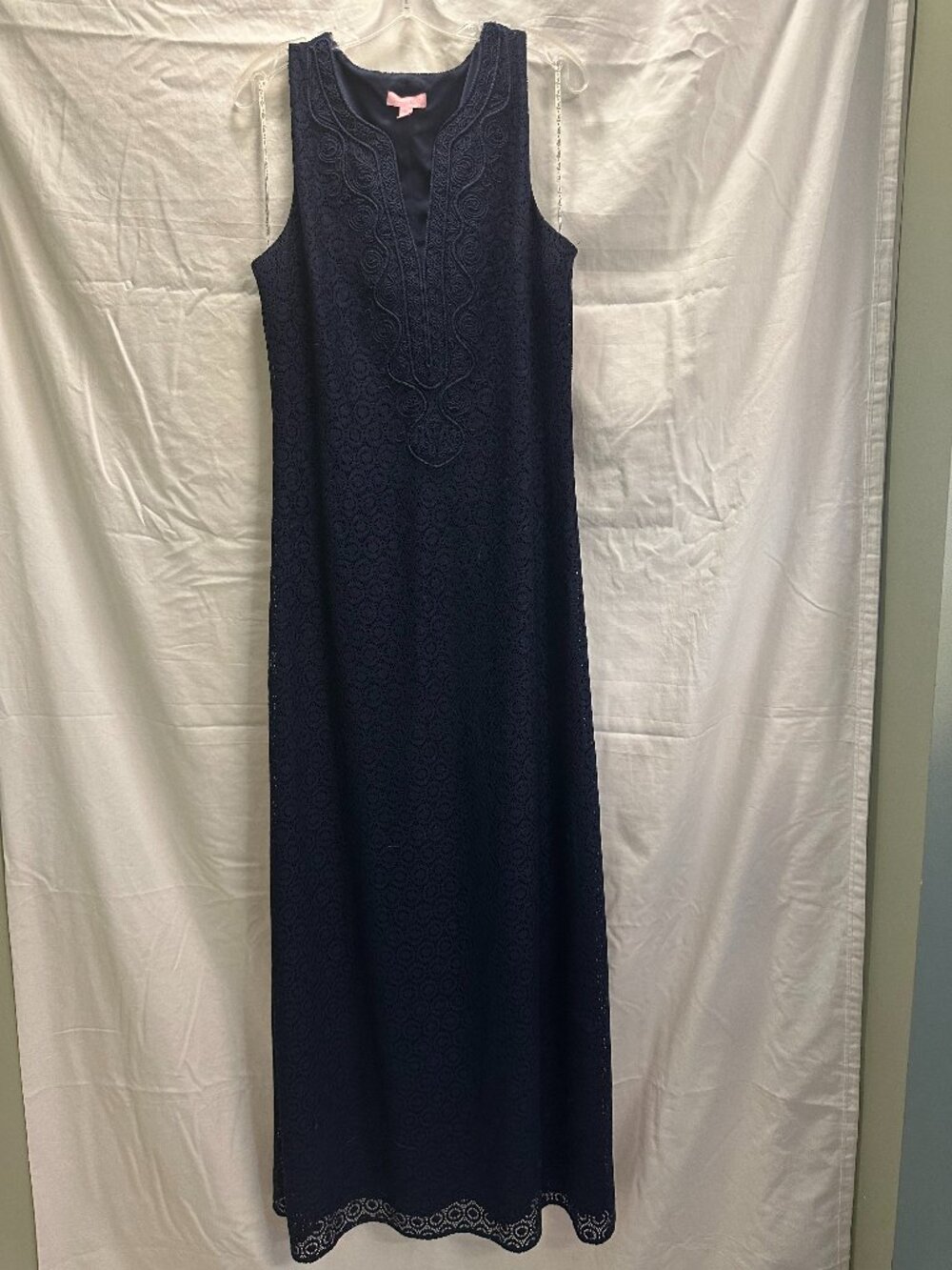 Lilly Pulitzer Westport Geo Circle Knit Lace Maxi Dress in True Navy